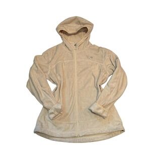 Mountain Hardwear Women's Medium Beige Hooded Fleece Jacket Full Zip
